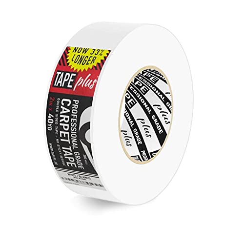 Professionelles Teppich-Klebeband, 5,1 cm x 40 m, 2 x mehr. - Doppelseitiges, rutschfestes Teppichband, hochwertiges weißes Finish, Perfekter Greifer zum Halten von Teppichen im Innenbereich von TapePlus