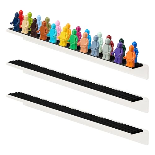 Tapeera Minifiguren-Vitrine für bis zu 72 Figuren – schwimmendes Regal aus Acryl mit Ziegelbau-Grundplatten – Figuren-Vitrinen-Wandhalterung – Mini-Organizer (Schwarze Grundplatten) von Tapeera