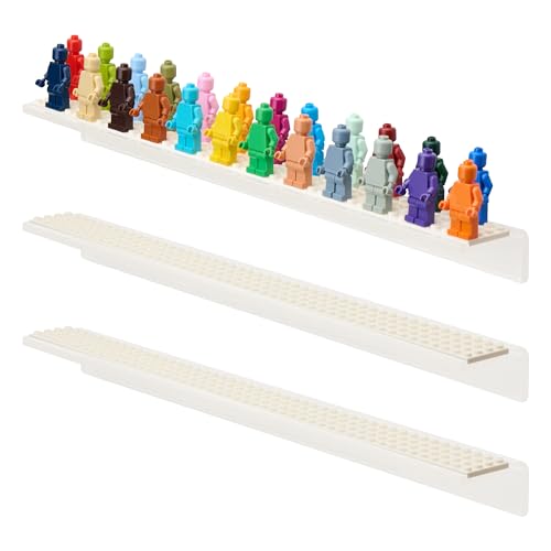 Tapeera Minifiguren-Vitrine für bis zu 72 Figuren – schwimmendes Regal aus Acryl mit Ziegelbau-Grundplatten – Figuren-Vitrinen-Wandhalterung – Mini-Organizer (weiße Grundplatten) von Tapeera