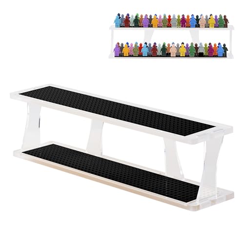 Tapeera Stapelbare Minifiguren-Vitrine für bis zu 72 Minifiguren oder Mini-Block-Sets – Acryl-Vitrine für Figuren, kompatibel mit großen Marken – Minifig-Regal-Organizer (schwarzer Sockel) von Tapeera
