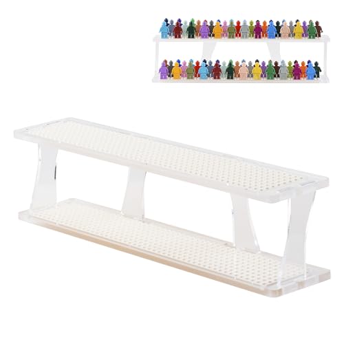Tapeera Stapelbare Minifiguren-Vitrine für bis zu 72 Minifiguren oder Mini-Block-Sets – Acryl-Vitrine für Figuren, kompatibel mit großen Marken – Minifig-Regal-Organizer (weißer Sockel) von Tapeera