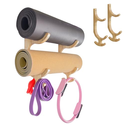 Tapeera Wandhalterung für Yogamatten aus Holz – Aufbewahrung und Organizer für Yogamatten – Aufbewahrung und Organizer für Fitnessgeräte – Widerstandsband-Wandhalterung – Heim-Fitness-Zubehör Tapeera Wandhalterung für Yogamatten aus Holz – Aufbewahrung und Organizer für Yogamatten – Aufbewahrung und Organizer für Fitnessgeräte – Widerstandsband-Wandhalterung – Heim-Fitness-Zubehör von Tapeera