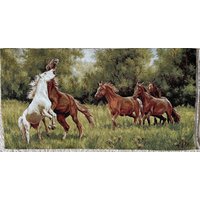 Rückwärtiges Pferd Gobelin/Weißes Gewebtes Laufpferd Gewebte Polster Wandbehang Vintage Pferdedesign Jacquardweberei Rückwärtiges Pferd Gobelin/Weißes Gewebtes Laufpferd Gewebte Polster Wandbehang Vintage Pferdedesign Jacquardweberei von TapestryArtStore