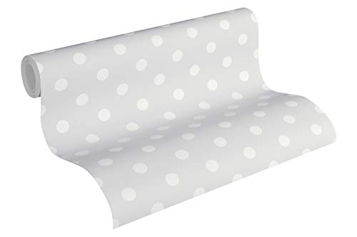 Thomas Vliestapete Dots Tapete gepunktet 10,05 m x 0,53 m grau weiß Made in Germany TLT012 von Tapete-Living.de
