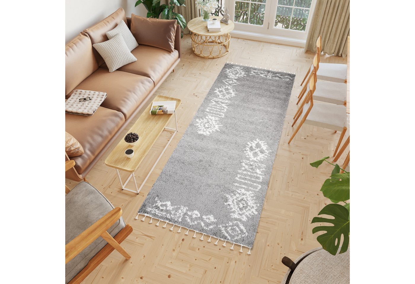 Hochflor-Läufer BOHO, Tapiso, rechteckig, Höhe: 40 mm, Wohnzimmer, Schlafzimmer, Shaggy, modern Design von Tapiso