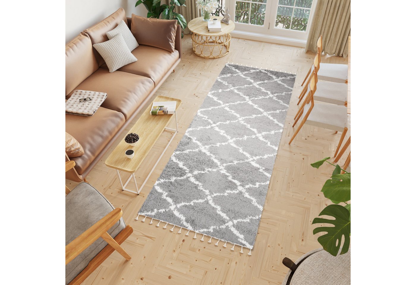 Hochflor-Läufer BOHO, Tapiso, rechteckig, Höhe: 40 mm, Wohnzimmer, Schlafzimmer, Shaggy, modern Design von Tapiso