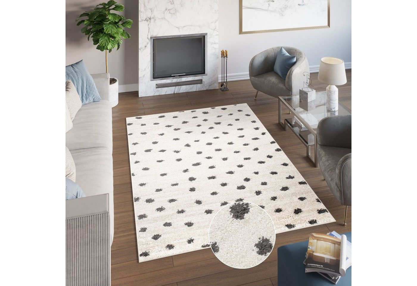 Hochflor-Teppich DELHI, Tapiso, rechteckig, Höhe: 30 mm, Wohnzimmer, Schlafzimmer, Hochflor von Tapiso