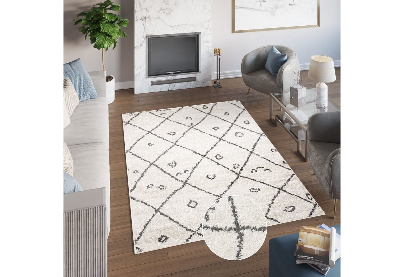 Hochflor-Teppich DELHI, Tapiso, rechteckig, Höhe: 30 mm, Wohnzimmer, Schlafzimmer, Hochflor von Tapiso