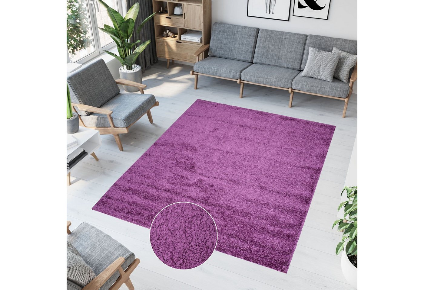 Hochflor-Teppich DELHI QUADRAT, Tapiso, quadratisch, Höhe: 30 mm, Wohnzimmer, Schlafzimmer, Shaggy von Tapiso