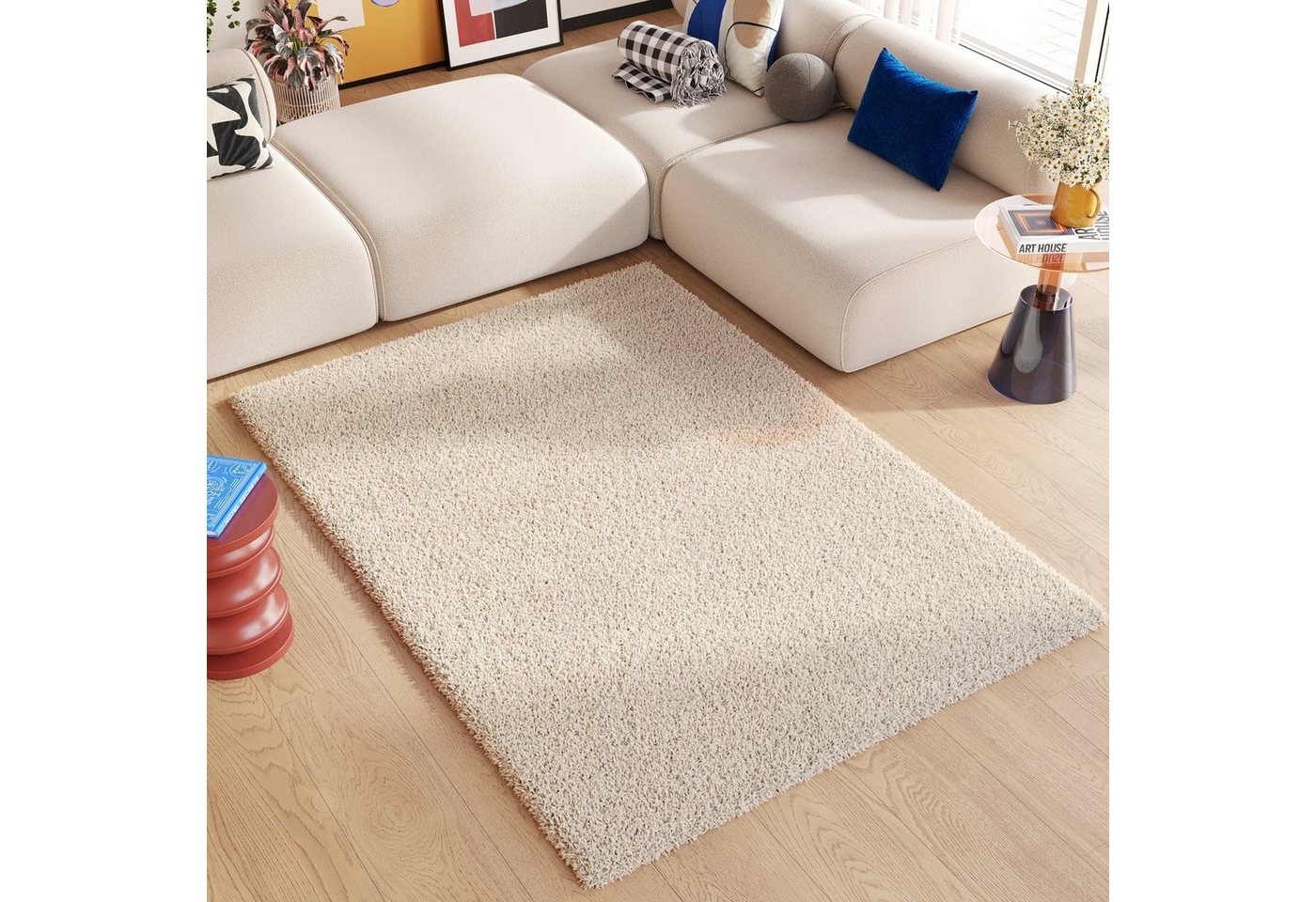 Hochflor-Teppich ESSENCE, Tapiso, rechteckig, Höhe: 40 mm, Wohnzimmer, Schlafzimmer, weich, modern Design, einfarbig von Tapiso