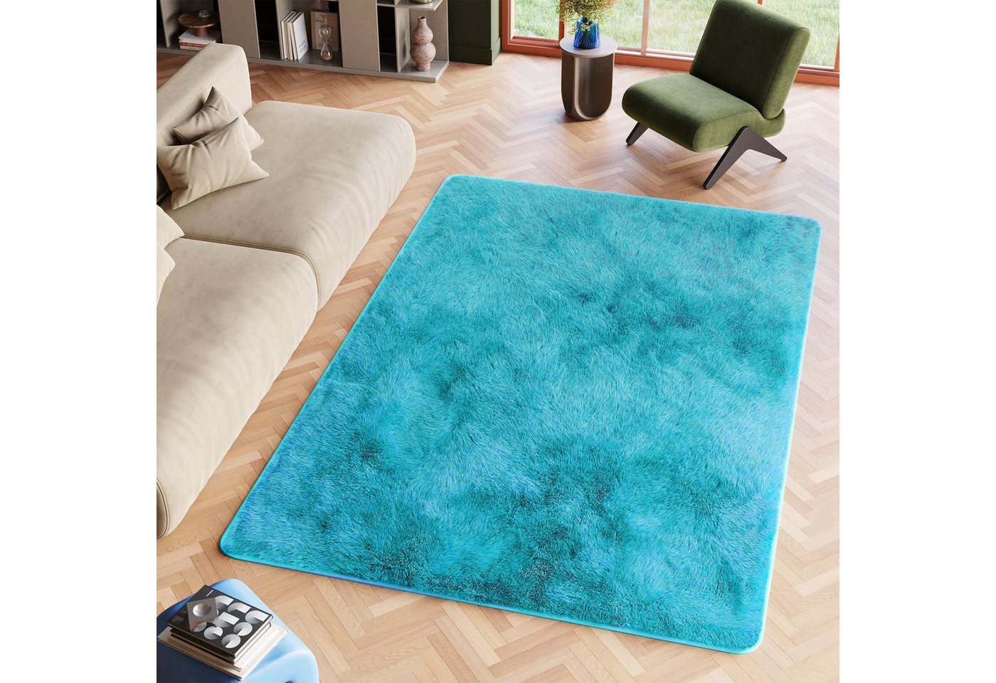 Hochflor-Teppich SILK, Tapiso, rechteckig, Höhe: 35 mm, Wohnzimmer, Schlafzimmer, Hochflor von Tapiso