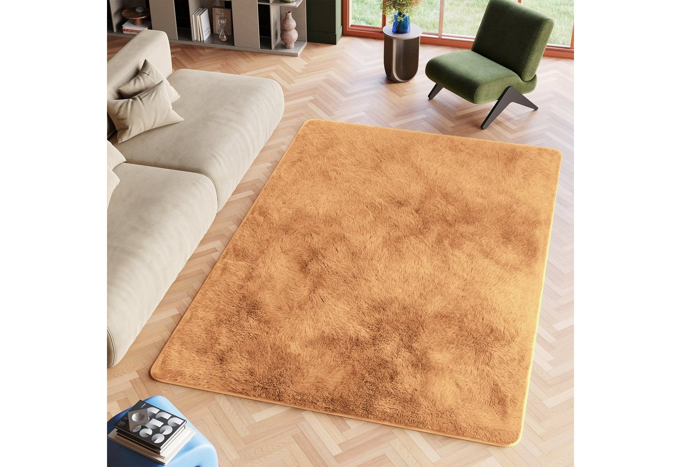 Hochflor-Teppich SILK, Tapiso, rechteckig, Höhe: 35 mm, Wohnzimmer, Schlafzimmer, Hochflor von Tapiso