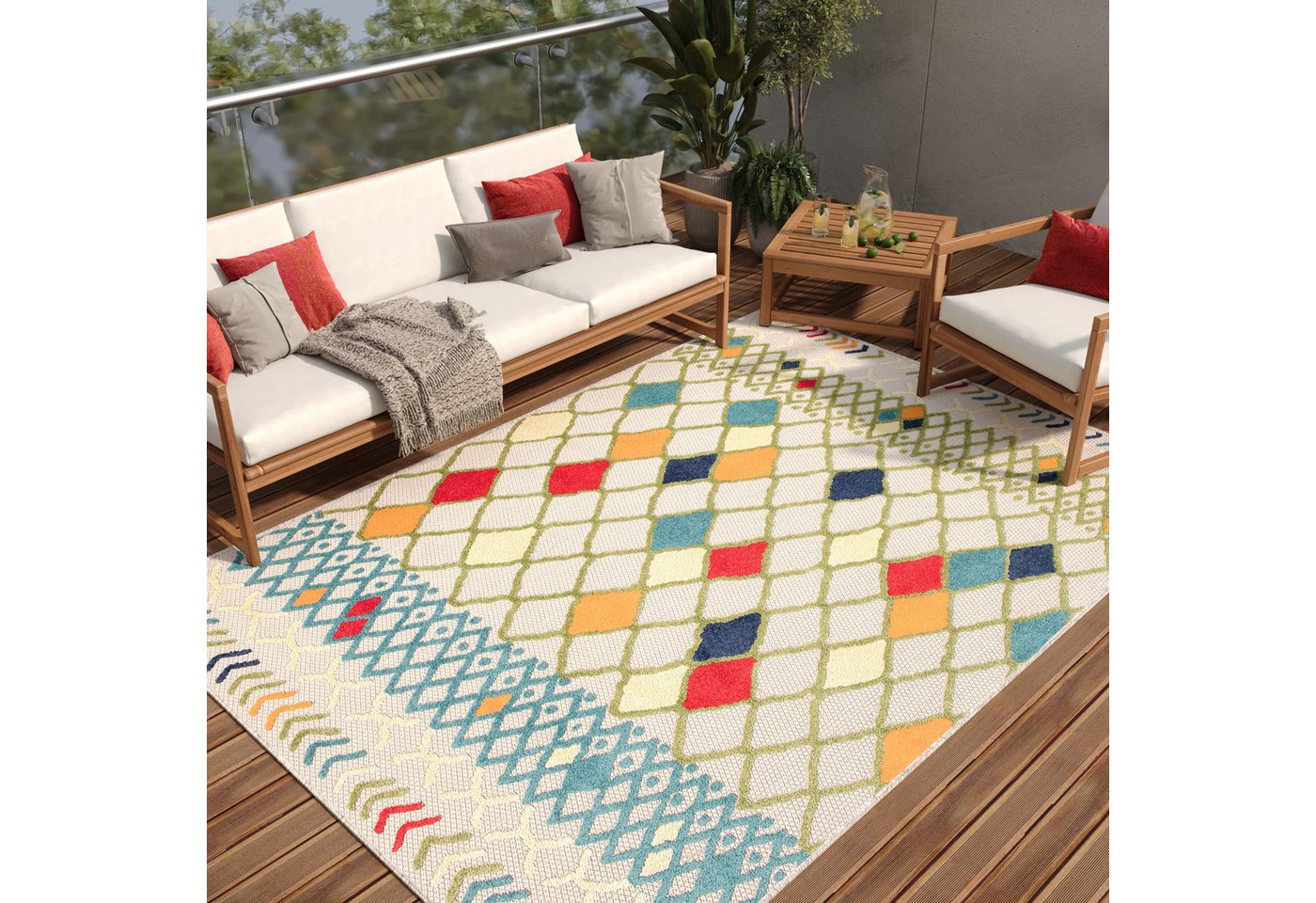 Outdoorteppich PATIO, Tapiso, rechteckig, Höhe: 6 mm, Indoor, Outdoor, Wohnzimmer, Balkon von Tapiso