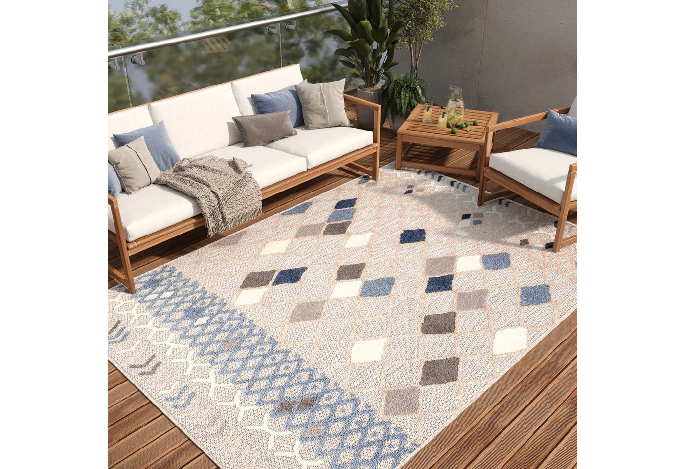 Outdoorteppich PATIO, Tapiso, rechteckig, Höhe: 6 mm, Indoor, Outdoor, Wohnzimmer, Balkon von Tapiso