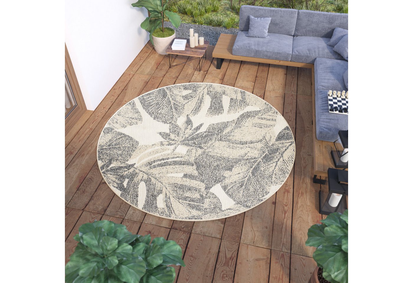 Outdoorteppich VIERA RUND, Tapiso, rund, Höhe: 6 mm, Indoor, Outdoor, Wetterfest von Tapiso