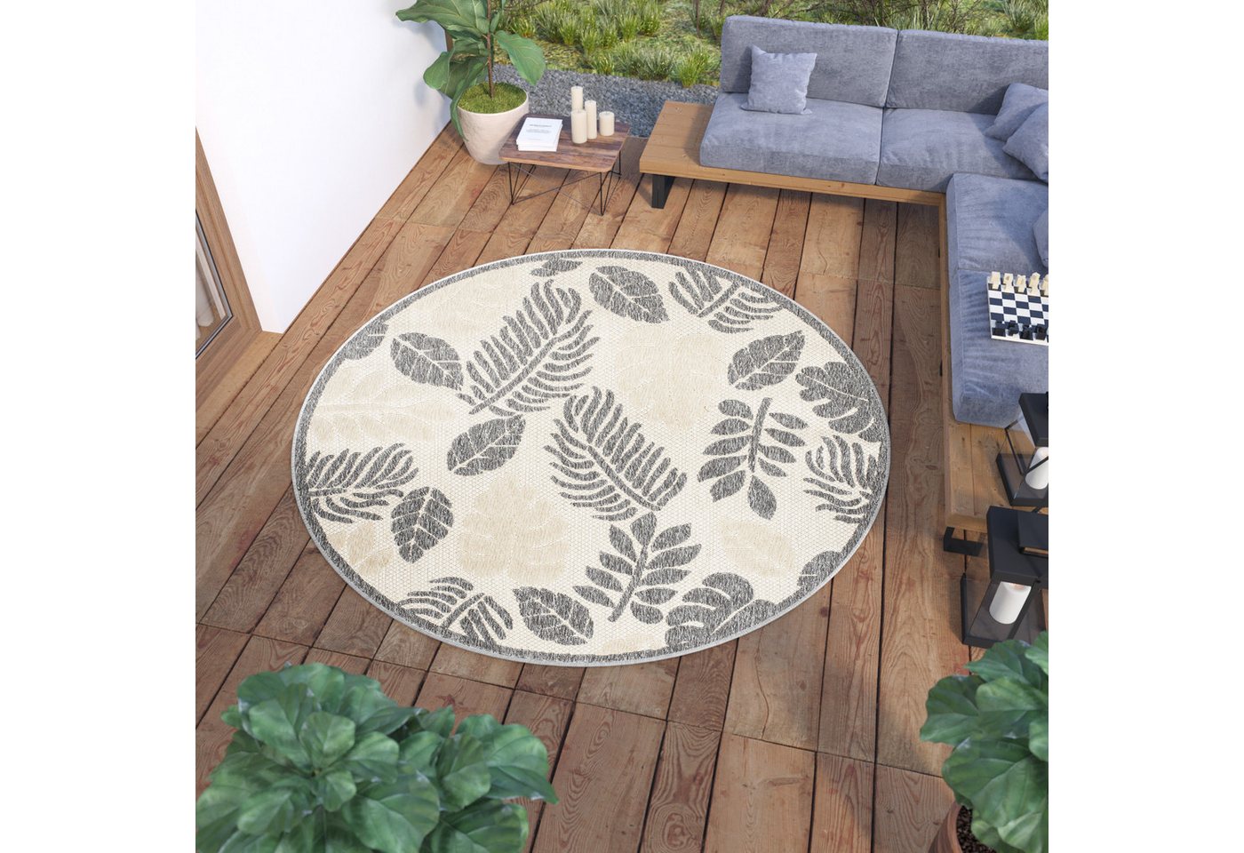 Outdoorteppich VIERA RUND, Tapiso, rund, Höhe: 6 mm, Indoor, Outdoor, Wetterfest von Tapiso