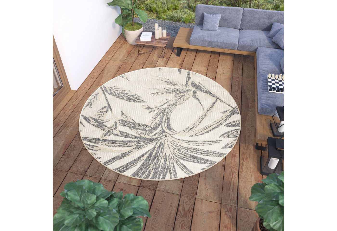 Outdoorteppich VIERA RUND, Tapiso, rund, Höhe: 6 mm, Indoor, Outdoor, Wetterfest von Tapiso