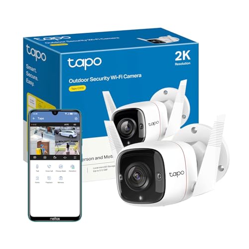 TP-Link Tapo 2K Outdoor Security Camera, Motion Detection, IP66 Weatherproof, Built-in Siren, 2-Way Audio, 3MP, Night Vision, Cloud &SD Card Storage, Works with Alexa & Google Home (Tapo C310) von Tapo