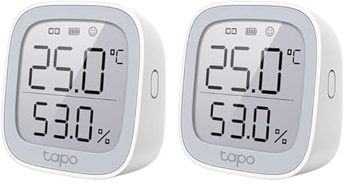 TP-Link Tapo T315 Smart Home Temperatur und Luftfeuchtigkeitsmesser,digitales Thermo-Hygrometer Innen, Raumthermometer mit 2.7'' E-Ink Display, Hochpräzisionssensor, Hub erforderlich (Packung mit 2) von Tapo