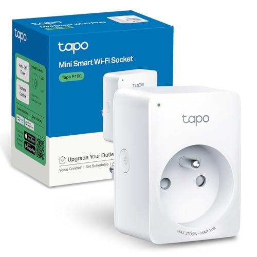 TP-Link Tapo WiFi Smart Socket, Smart Socket kompatibel mit Alexa und Google Home, 10 A, Steuerung der Kaffeemaschine, Lampe, Heizung aus der Ferne, kein Hub erforderlich, Tapo P100 (FR) 1 Packung von Tapo