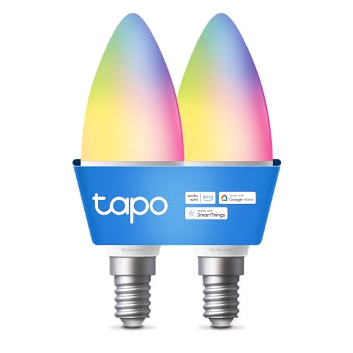 Tapo L430C(2-Pack) Smarte WLAN Glühbirne E14, 470 Lumen, 16 Mio. Farben, dimmbar, Zeitplan & Timer, Energieüberwachung, Kompatibel mit Alexa, Google Assistant und Samsung SmartThings von Tapo