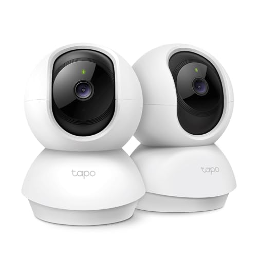 Tapo TP-Link C210P2 WLAN IP Kamera Überwachungskamera (Linsenschwenkung und Neigung, 3MP-Auflösung, 2-Wege-Audio, Nachtsicht zu 9m, bis zu 256 GB lokaler Speicher) Weiß/Schwarz, 2Stück von Tapo