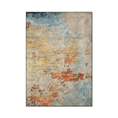 Designer Teppich Wohnzimmer Teppich Vintages modernes abstraktes orange Blau,Kurzflor, eingefasst, weich, maschinenwaschbar-180x260cm（5.9ft x 8.5ft） von Tappeti Design