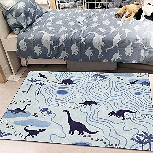 Kinderzimmer Teppich Niedlicher Cartoon-Waldfluss-Dinosaurier,|Waschbar und ungiftig mit|-100x160cm von Tappeti Design