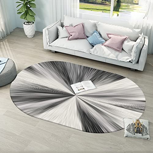 Kurzflor Wohnzimmer Teppich Schlafzimmerteppich Moderne minimalistische Kunst abweichende Linien, für die Dekoration des Treppenbereichs im Eingangsbereich des Flurs Oval 160x200cm von Tappeti Design