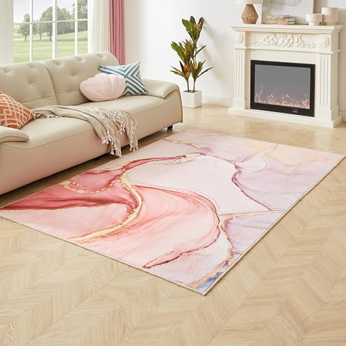 Modern Kurzflor Designer Teppich 120x160 Rosa Lila Abstrakter Stil für Wohnzimmer, Schlafzimmer, Esszimmer, Kinderzimmer von Tappeti Design