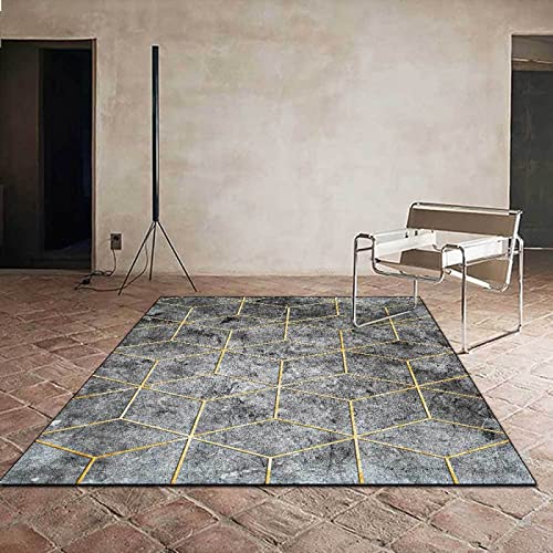 Moderner Teppich Kurzflor Designer Teppich Mit Leichte Luxus-Schwarz-Grau-Gold-Linie,für rutschfesten Indoor-Teppich für Hauseingang Flur Wohnzimmer Schlafzimmer-100x160cm (3.3ft x 5.2ft) von Tappeti Design
