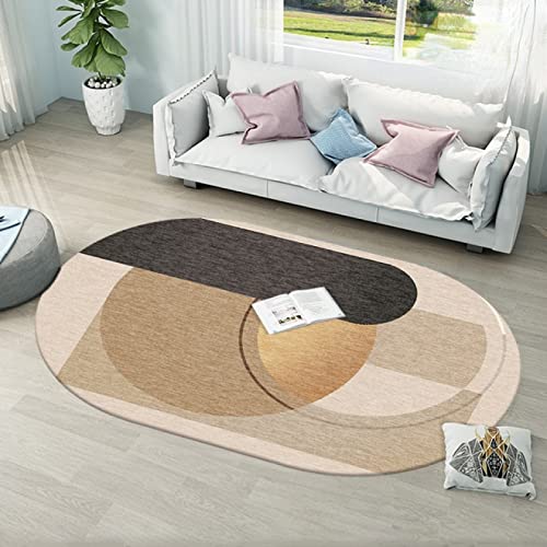 Oval Kurzflor-Designer Teppich Moderne Modekunst Halbkreisgeometrie, Waschbar Küchenteppich Oval 140x220cm von Tappeti Design