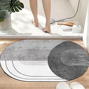 Tappeti Design Designer Teppich Oval Modern Kurzflor Abstrakte graue minimalistische Linien Schlafzimmerteppich, weich, oval, rutschfest Oval 80X150CM von Tappeti Design