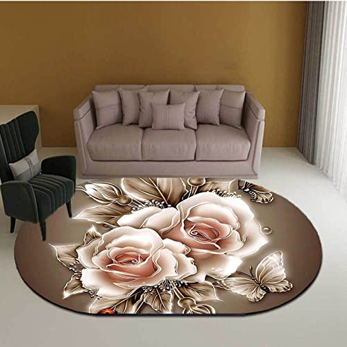 Tappeti Design Designer Teppich Oval Modern Kurzflor Nordische Moderne minimalistische 3D Oval Blumen, Rutschfester Teppich für Wohnzimmer Schlafzimmer Oval 100x160cm von Tappeti Design