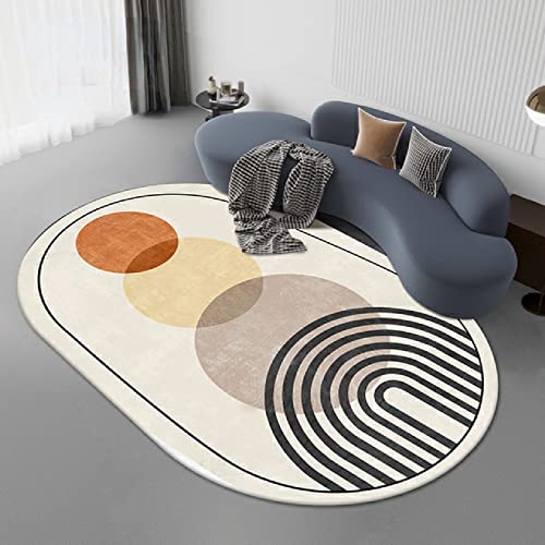 Tappeti Design Moderner Ovaler Teppich Kurzflor Nordischer minimalistischer moderner Modekreis, rutschfester Indoor Teppich für Hauseingang, Flur, Wohnzimmer, Schlafzimmer, 80x140cm von Tappeti Design