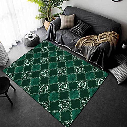 Tappeti Design Designer Teppich Wohnzimmer Teppich Retro Europäisches kleines Quadrat Smaragdgrün,Non-Shedding für Schlafzimmer, Spielzimmer-130 * 190cm (4.2ft x 6.2ft) von Tappeti Design