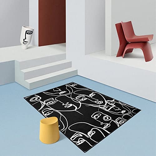Tappeti Design Home Teppich Wohnzimmer Schlafzimmer Teppich Menschliches Gesicht des schwarzen Hintergrundes der abstrakten Kunst,Non-Shedding für Schlafzimmer, Spielzimmer-80*160cm (2.6ft x 5.2ft) von Tappeti Design