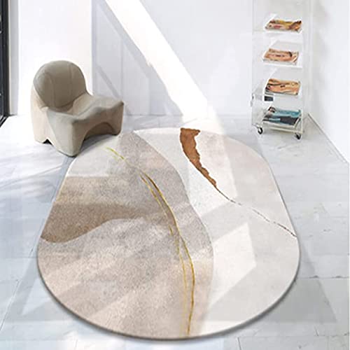 Tappeti Design Kurzflor Wohnzimmer Teppich Schlafzimmerteppich Moderne Mode, Waschbar Küchenteppich Oval 140x220cm von Tappeti Design