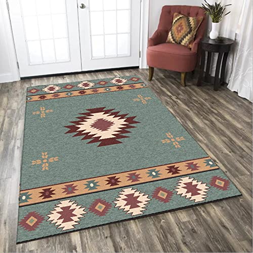 Tappeti Design Teppich Kurzflor Flächen Teppich 60 X 120 cm Nordischer grünbrauner Ethno-Stil Soft Touch Large Area Wohnzimmer Teppiche Schlafzimmer Teppich 60x120cm von Tappeti Design