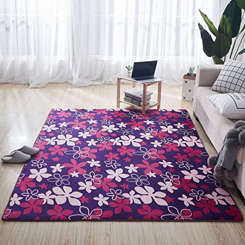 Tappeti Design Teppich Kurzflor Flächen Teppich 80 X 250 cm Blaue lila Blumen Soft Touch Large Area Wohnzimmer Teppiche Schlafzimmer Teppich 80 * 250cm von Tappeti Design