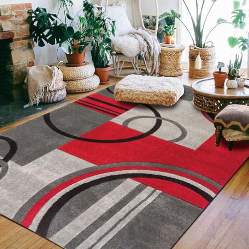 Tappeti Design Teppich Moderne Wohnzimmerteppiche 90 X 160 CMrotgraue Kurve Soft Touch Large Area Wohnzimmer Teppiche Schlafzimmer Teppich 90x160cm von Tappeti Design