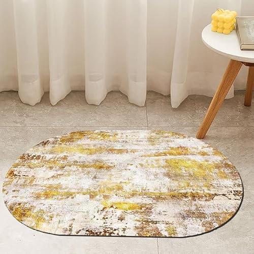 Tappeti Design Teppich Oval Anti-Rutsch Home Office Esszimmer Wohnzimmer Schlafzimmer Küche Kurzflor Teppiche abstrakte goldene FarbeOval 80X120CM von Tappeti Design