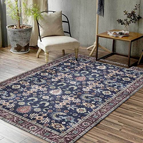 Tappeti Design Teppich Wohnzimmer Teppich 120 X 180 cm Retro-europäische und amerikanische Blaue Blumenblumen Korridor Schlafzimmer, Küche, Wohnzimmer 120x180cm von Tappeti Design
