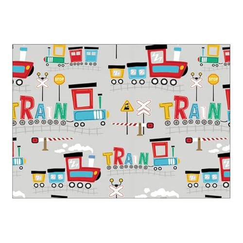 Tappeti Design rutschfest Kinderteppich Abstrakter Cartoon-Zug,|Waschbar und ungiftig mit|-60x90cm von Tappeti Design