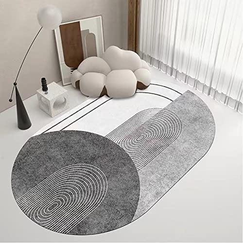 Teppich Kurzflor Modern Design rutschfest Waschbar Teppiche Mode einfach grau, Non Oval Shedding für Schlafzimmer, Spielzimmer Oval 100x170cm von Tappeti Design