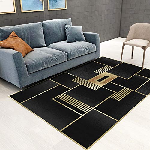 Teppich Moderner Wohnzimmer Teppich 150 X 200 cm Schwarze und goldene Geometrie Korridor Schlafzimmer, Küche, Wohnzimmer 150 * 200cm von Tappeti Design
