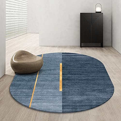 Teppich Oval,Modern Design oval Modisches und Schlichtes Blau, für die Dekoration des Treppenbereichs im Eingangsbereich des Flurs Oval 90x150cm von Tappeti Design