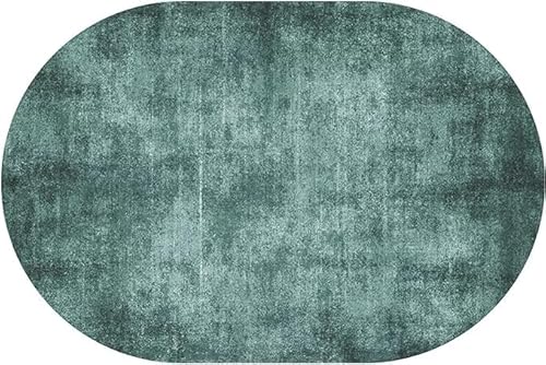 Teppich Oval Kurzflor Modern Design rutschfest Waschbar Teppiche abstrakte hellgrüne einfarbige Farbe Schlafzimmerteppich, weich, oval, rutschfest Oval 90X150CM von Tappeti Design