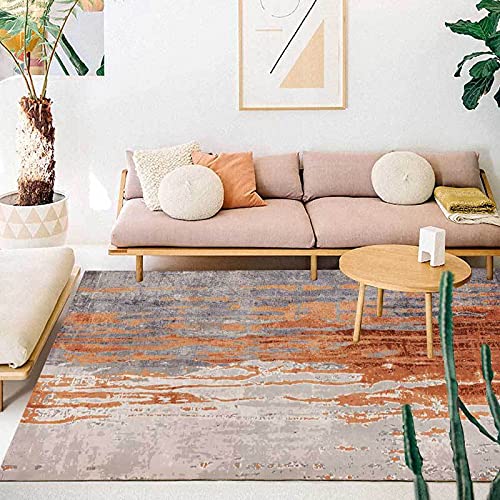 Teppich modernes Design Kurzflor 60 X 90 cm Retro-Grau-Orange-Streifen für Balkon Terrasse Wintergarten, Küche Esszimmer 60x90cm von Tappeti Design
