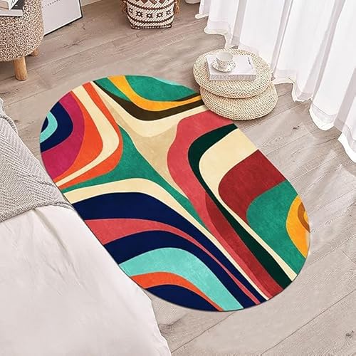 Wohnzimmer Teppich Designer Teppich Moderner Teppich Mehrfarbiges abstraktes Muster der Modekunst Flur Schlafzimmer Küche Wohnzimmer kinderzimmer Oval 80X150CM von Tappeti Design